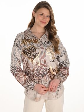 Frank Lyman Leopard & Gold Accent Shirt Jacket